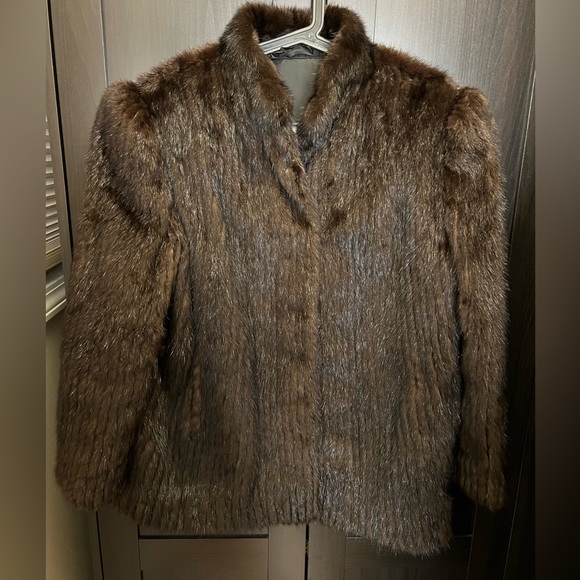 Vintage Mahogany Mink Fully Let Out Bomber Jacket Size 12-14 L XL Silk Lining - Picture 11 of 17